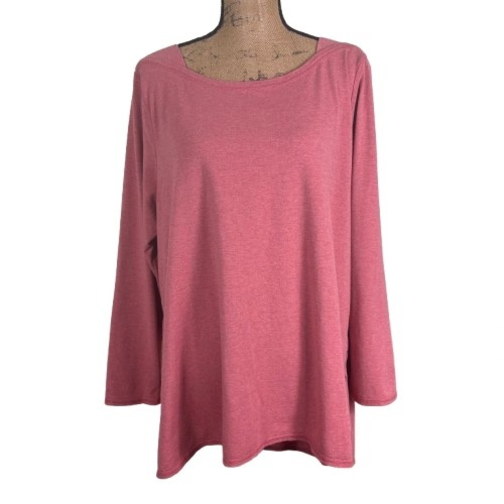 Soft Surroundings Rose Pink Side Button Tunic Top 5BN27 Relaxed Stretch Size 1X